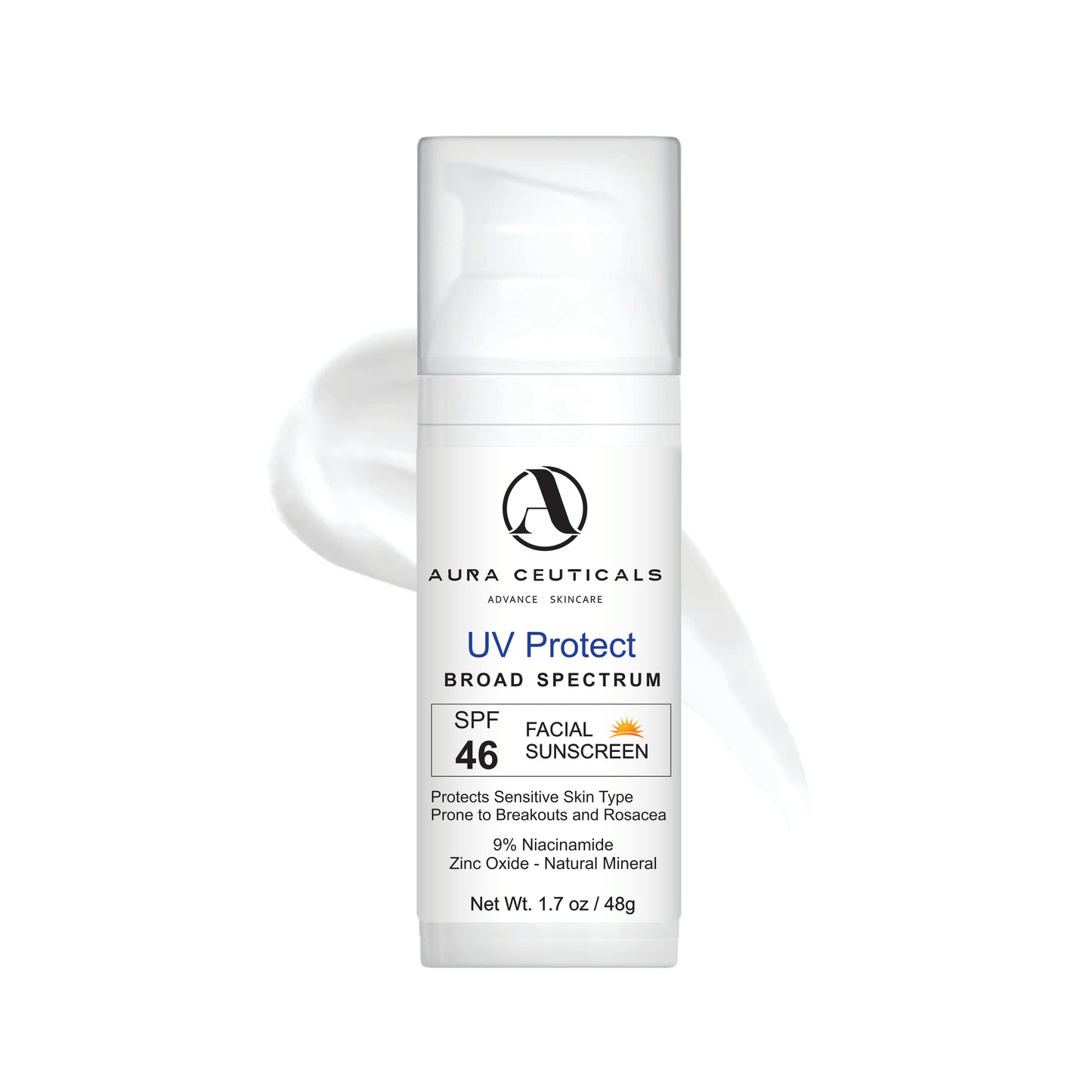 Aura Ceuticals UV Protect Sunscreen Broad Spectrum SPF 46 1.7 oz / 48g